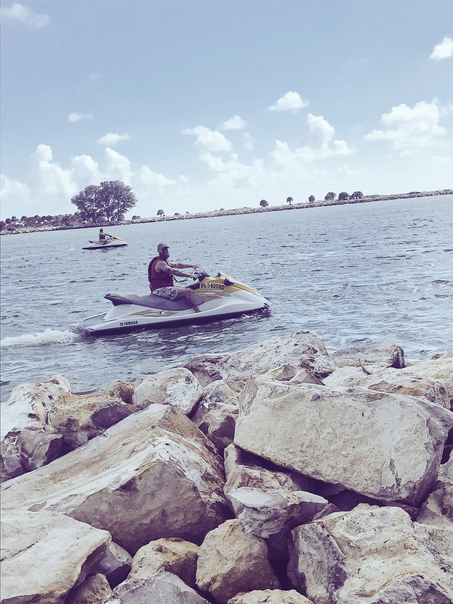 Jet skiing yesterday was amazing. Wound up hanging out with about 10 dolphins for 45 minutes. 🐬