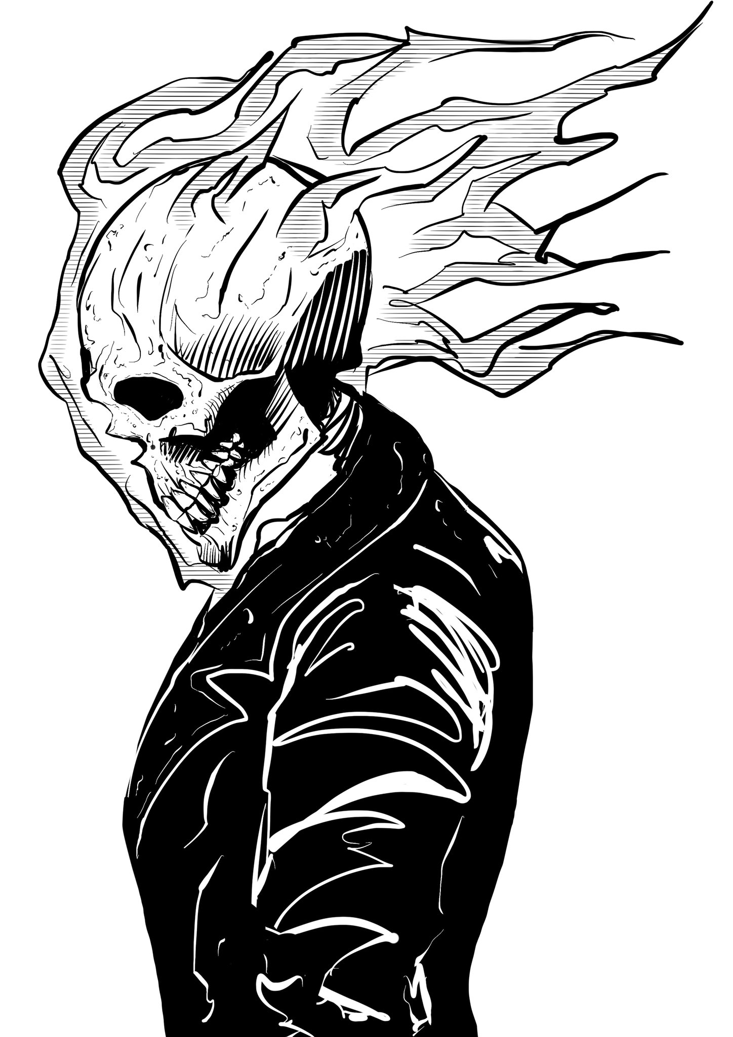 How to draw GHOST RIDER HEAD - YouTube
