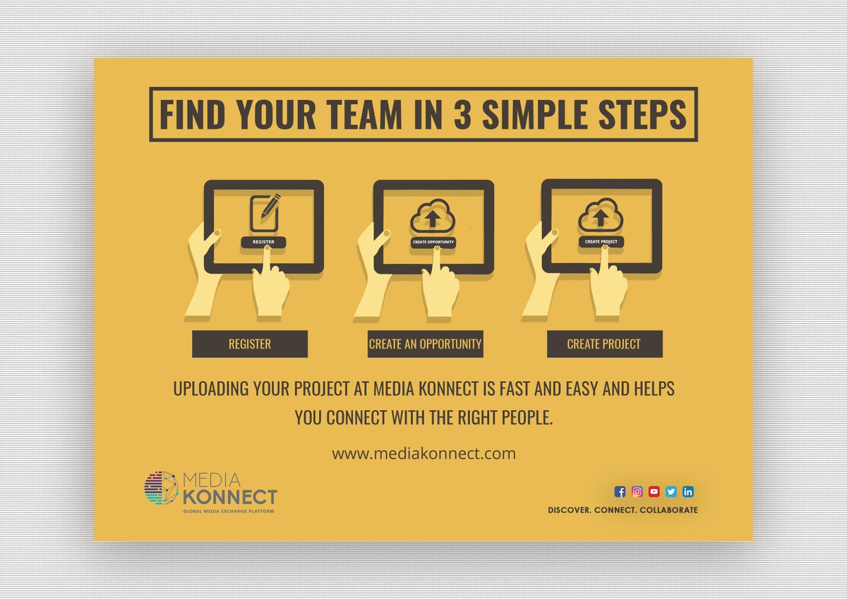 Media_Konnect's tweet photo. Media Konnect is an online collaboration platform
Click on https://t.co/Wf0y31Eue6
#Mkprojects #MediaKonnect #Discover #Connect #Collaborate https://t.co/BMbea3Xrev