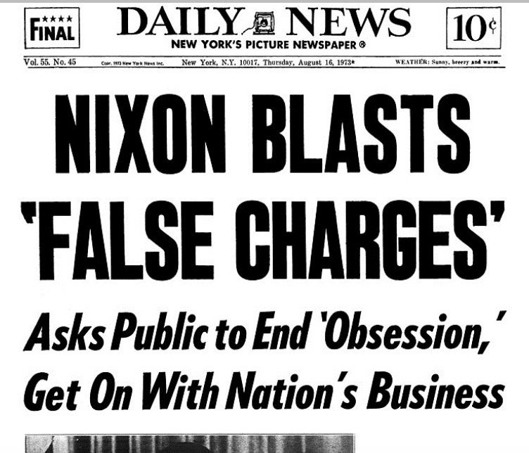 Michael Beschloss (@BeschlossDC) on Twitter photo 17/08/2017 10:26:49 Headline today 1973: Headline today 1973: