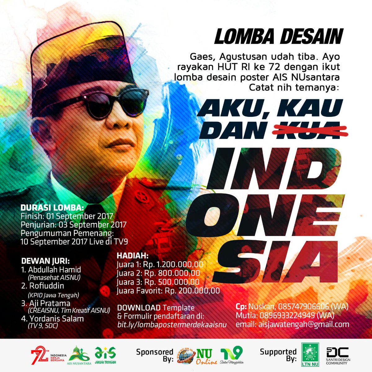 aisnujawatengah's tweet photo. Lomba desain poster dalam rangka HUT #RI72   

Deadline pengiriman karya 1 September 2017

CP (WA):
Nuskan 085747906606
Mutia 089693324949 https://t.co/XegmTAwPtQ