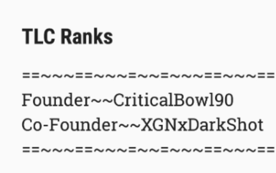 TLCSupportTeam's tweet image. Confused with our Ranks? Here a sheet of the ranks 

By: us @TLCSupportTeam