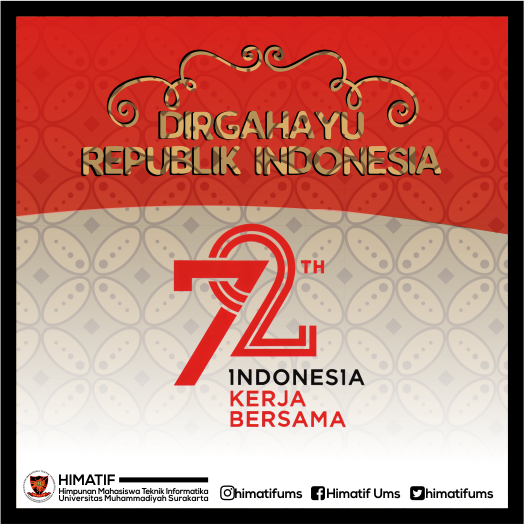 Dirgahayu Republik Indonesia. 
72 tahun merdeka,  mari kerja bersama dan terus berkarya. 
#RI72 #dirgahayuindonesiaku