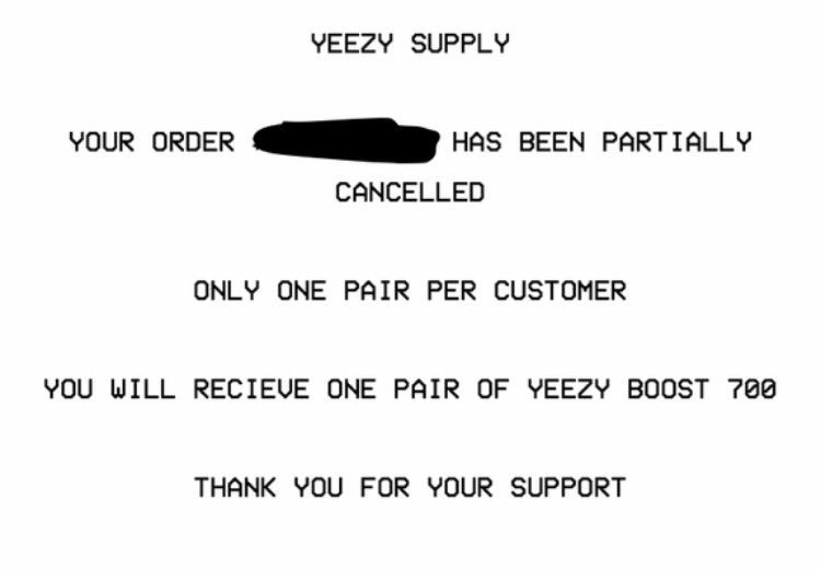 yeezy supply cancelled my order