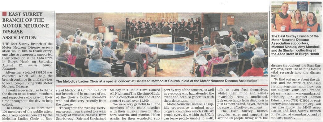 Many thanks to <a href="/surreymirror/">Surrey Mirror</a> for excellent coverage of our recent activities in #Banstead and #BurghHeath in aid of <a href="/mndassoc/">MND Association</a> and #MND! 👍🏻😃