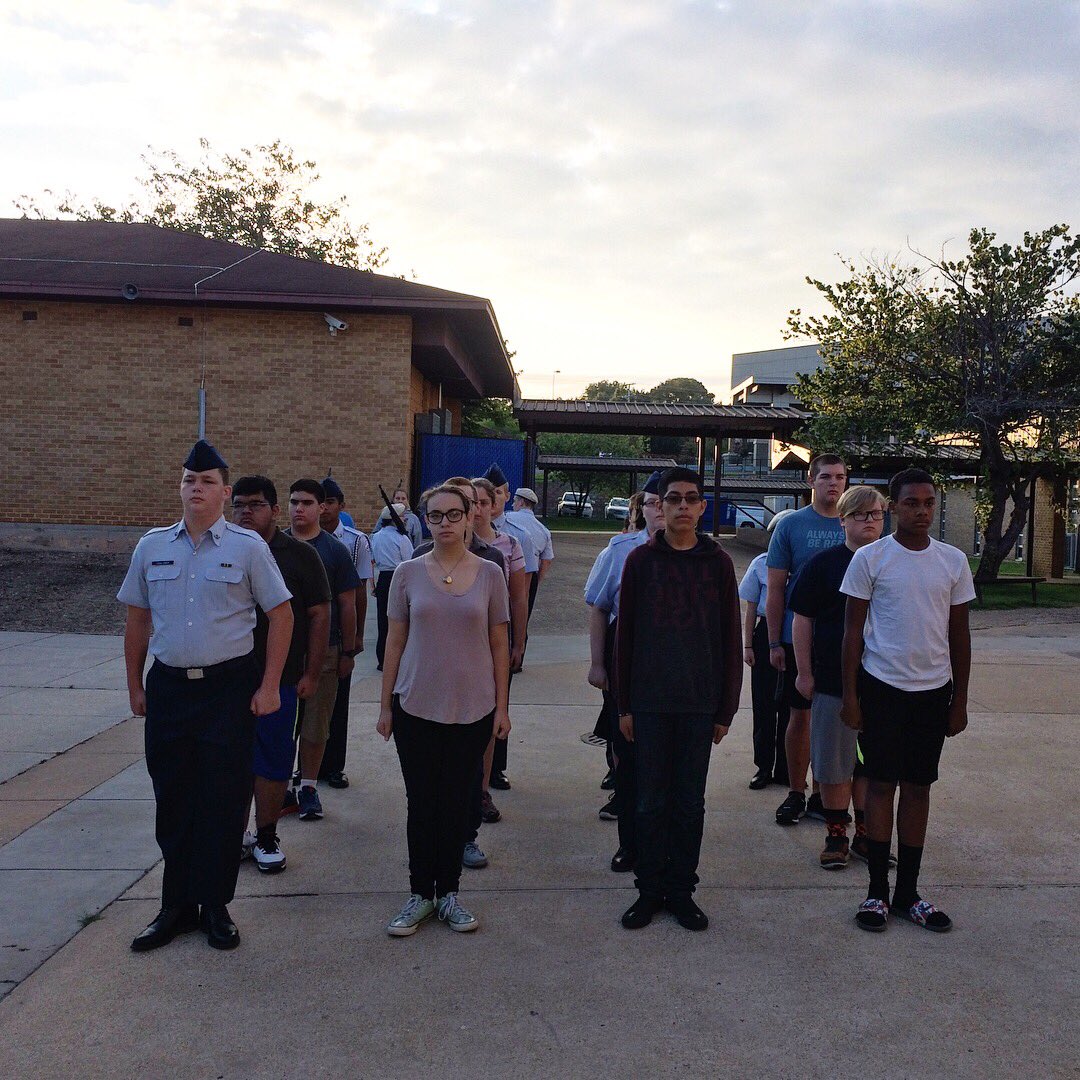 Drill and Color Guard Practice this morning! It's the first day we're back in uniform be sure to give a wave.
