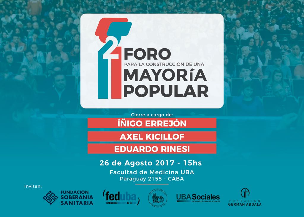 SoberaniaSalud's tweet photo. Este sábado @ForoNuevMayoria. Cierre @Kicillofok @ierrejon y Eduardo Rinesi. Presincripción https://t.co/0GV28XA0fQ #ForoCMP #BuenJueves https://t.co/uoCbdlLWab