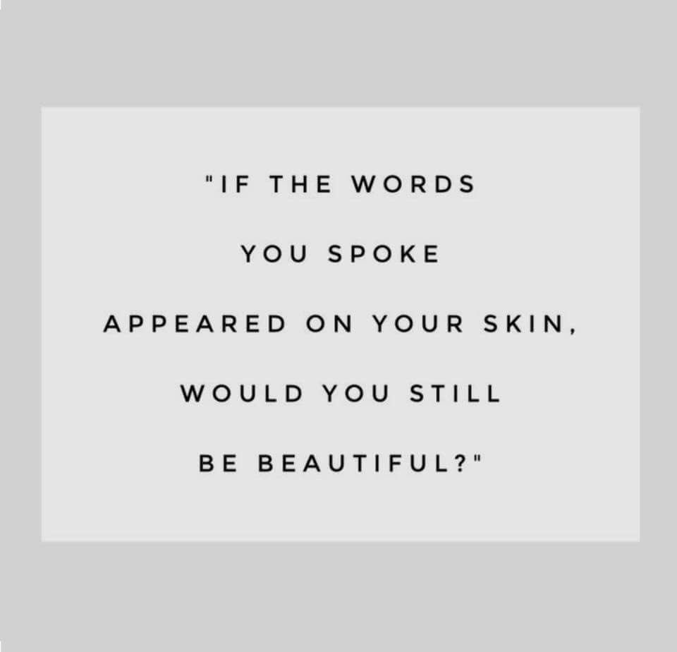 but_model's tweet photo. Ask yourself "If the words you spoke appeared on your skin would you still be beautiful" https://t.co/jkdnbAaGUa
