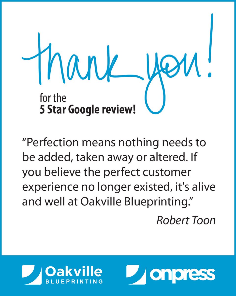 OakvilleBlue's tweet photo. We appreciate all the reviews...keep them coming #Oakville! #Print https://t.co/dPGiPO5h2d