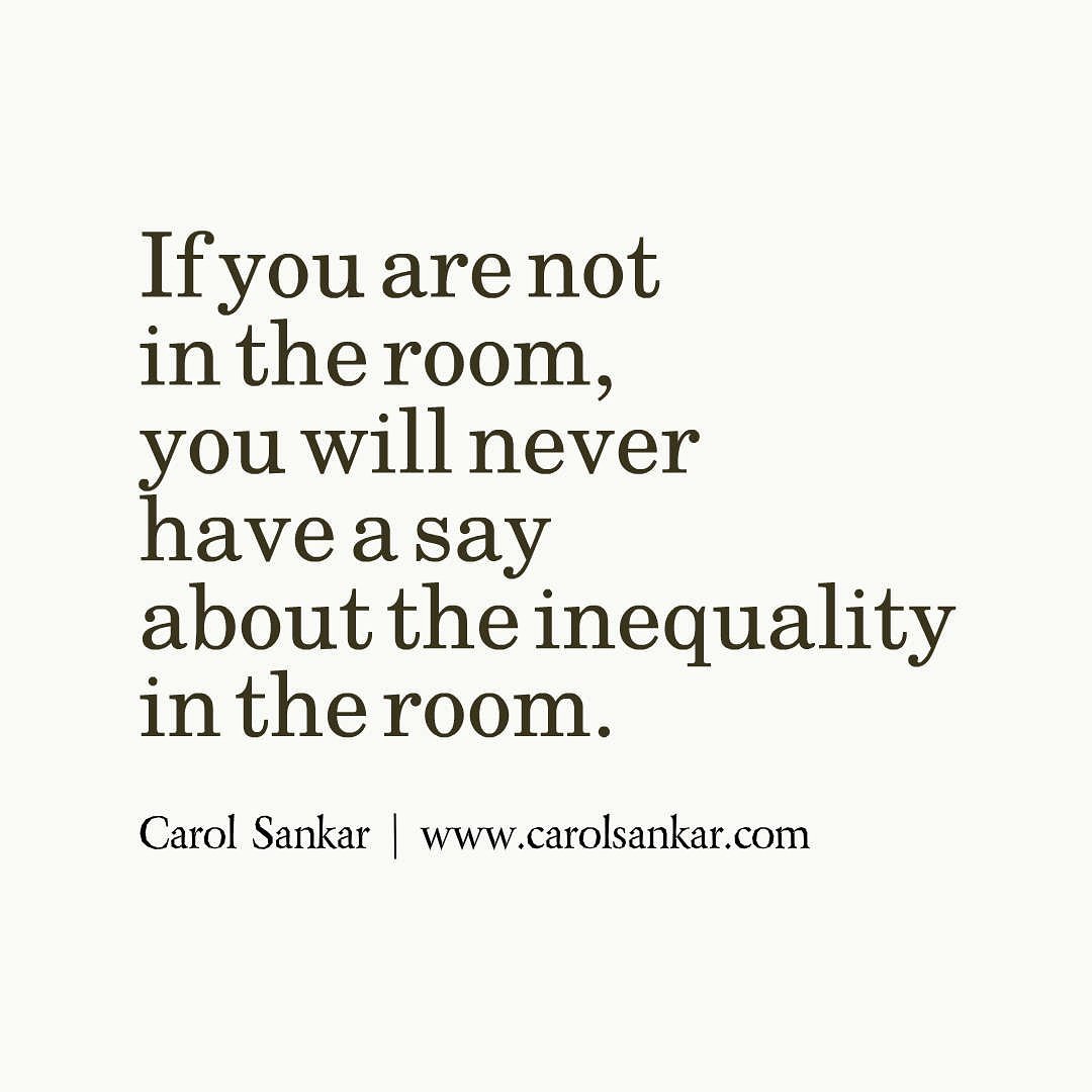 CarolSankar's tweet photo. It is essential that you are in the room if you are committed to change. #confidencefactor #inclusion  https://t.co/sKqhjsrQw4 https://t.co/8ujBzsmsHW