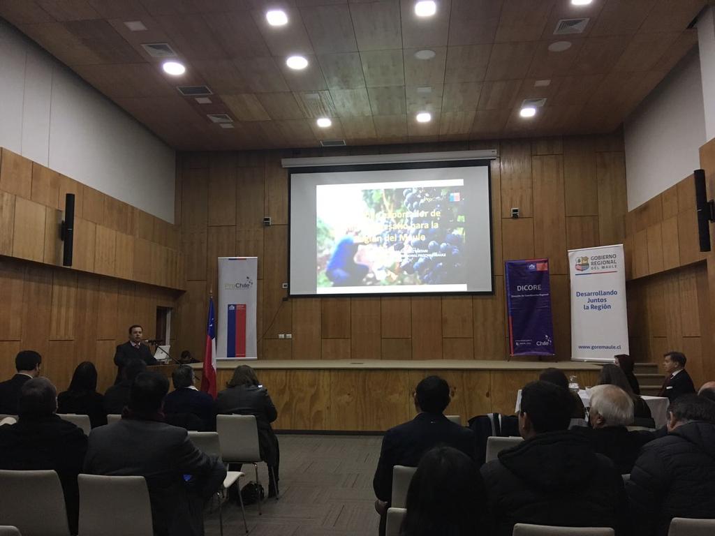 ProchileMaule's tweet photo. Exponiendo en Seminario de Difusion Internacional en Region del Maule, organizado por Gore y Dicore Ministerio de Relaciones Exteriores. https://t.co/ysV2cmUFnJ