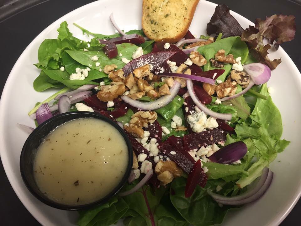 Thursday lunch special is a beet salad with walnuts, blue cheese, onion and a champagne vinaigrette!