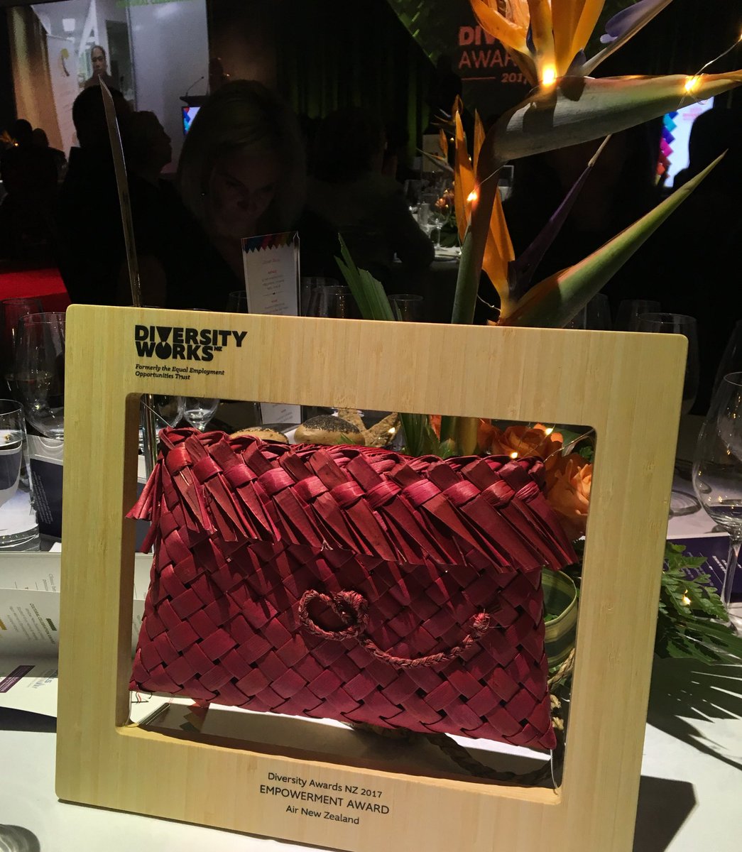 So proud to be an Air NZer! Winner of the Empowerment Award tonight @DiversityWorks_  <a href="/Jodiecaraking/">Jodie King</a> <a href="/L_Miller01/">Lynne Miller</a> <a href="/CDownesNZ/">Charlotte Downes</a>