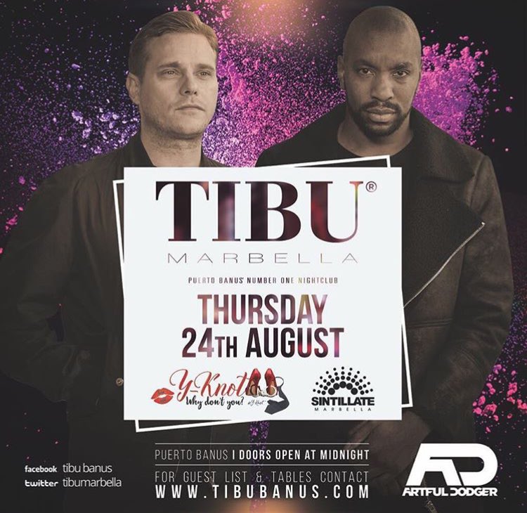 🚨 BANK HOLIDAY SPECIAL🚨

🔥TONIGHT🔥

With <a href="/YKnotMarbella/">Y-Knot Thursdays</a> &amp; <a href="/SintillateMarbs/">SINTILLATE® Marbella</a> we are joined by the ARTFUL DODGER💃🏼🙌🏼

📱+34662511236

#Marbs