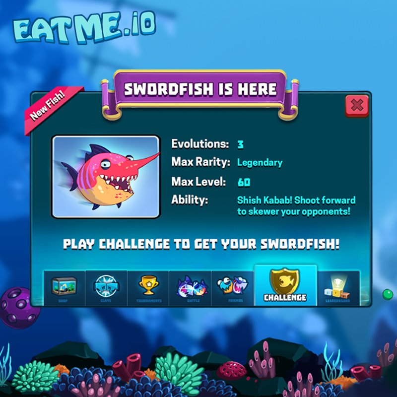 EatMeio's tweet photo. Swordfish is here! Don’t bend the knee when you can slice your opponents with your #longclaw. Release info: https://t.co/Am2t2zqL4C #NomNom https://t.co/XAHRnBfG2y