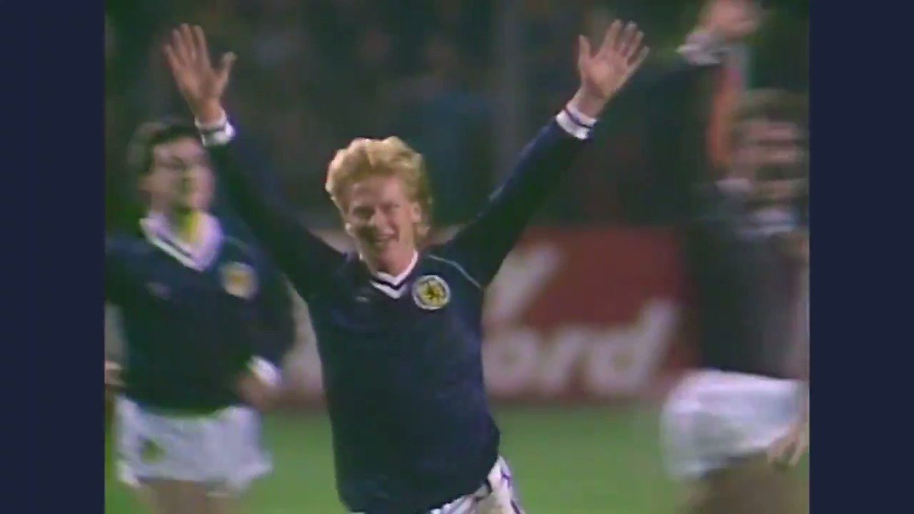 Happy Birthday, Mo Johnston...
3  8  caps for       1  4  goals, including this one against Spain in 1984 