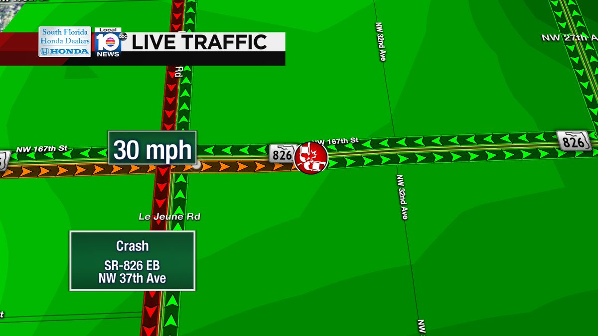 Crash on SR-826 EB at NW 37th Ave #traffic https://t.co/ToISGdzJlF