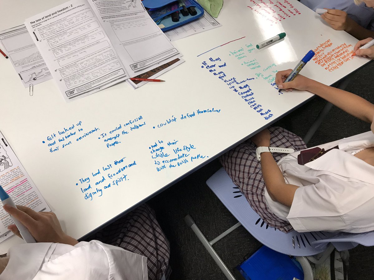 m4fstar's tweet photo. @Year6OC using our new #writablesurfaces to brainstorm The effect of British colonisation on Aboriginal people #collaboration #LearningatOC https://t.co/Ucn7PjzMBX