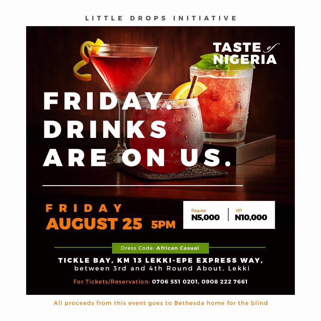 LittleDrops2017's tweet photo. We have everything covered at the Taste of Nigeria, down to the drinks at the event. Drinks are on us, but we've got extra if you want. https://t.co/IySaoTAyDe