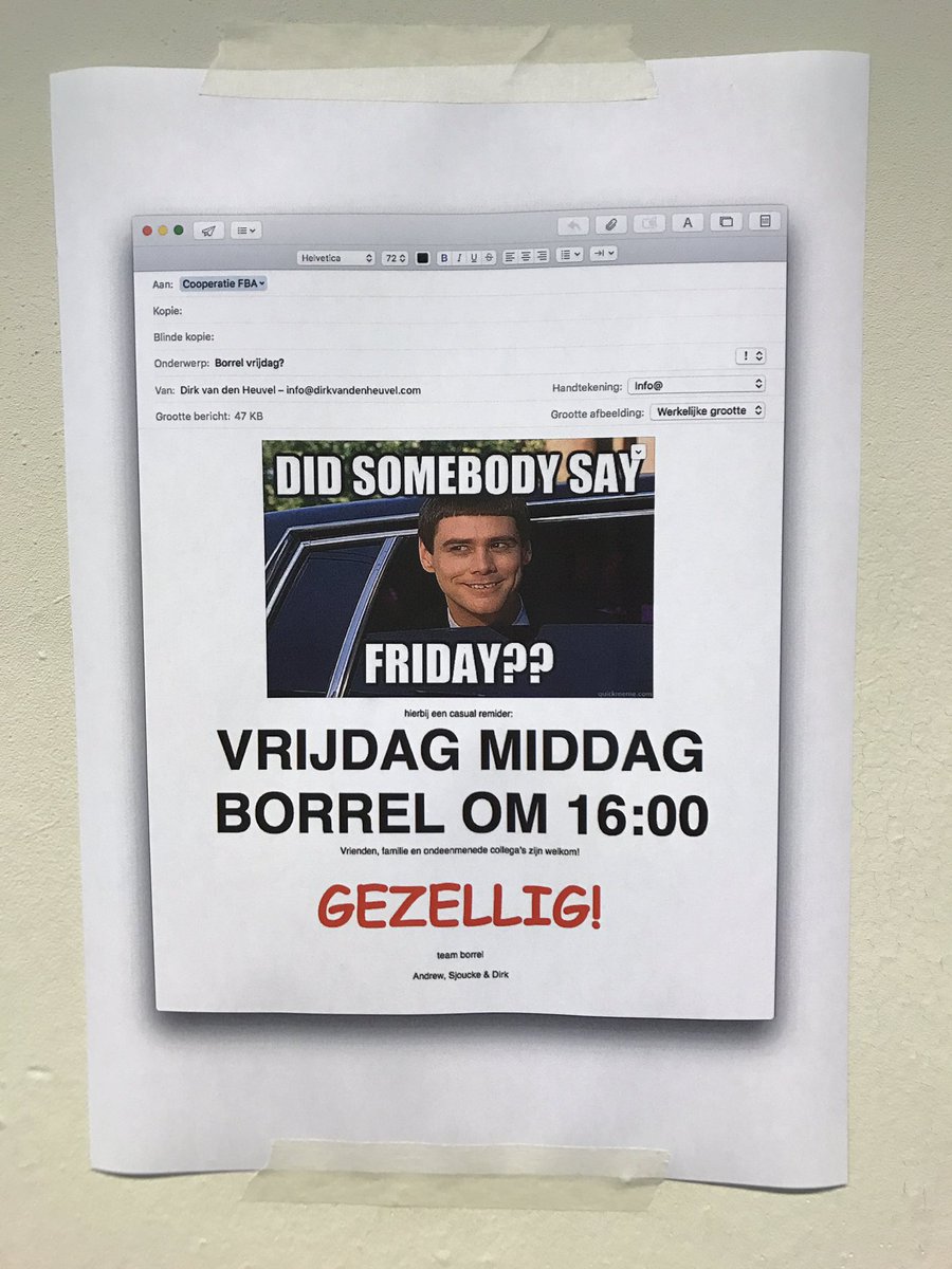 Leuke borrel bij @foundedbyall morgen!#comicsans #humor #design #strijps