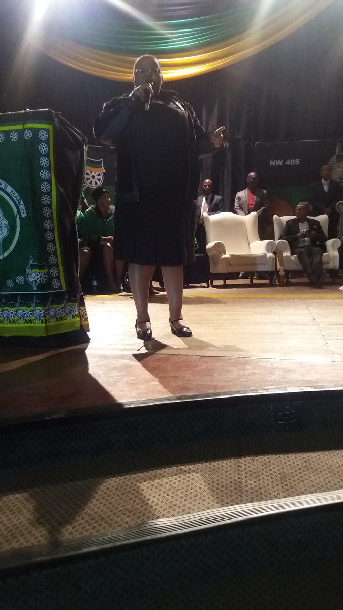 The #ANCWLSG Cde <a href="/meokgo_matuba/">Meokgo Matuba</a> introduces the keynote speaker <a href="/DlaminiZuma/">Dr Nkosazana Dlamini Zuma</a> at the <a href="/ANCNorthWest/">ANCNW</a> province #Cadres Assembly #Malibongwe