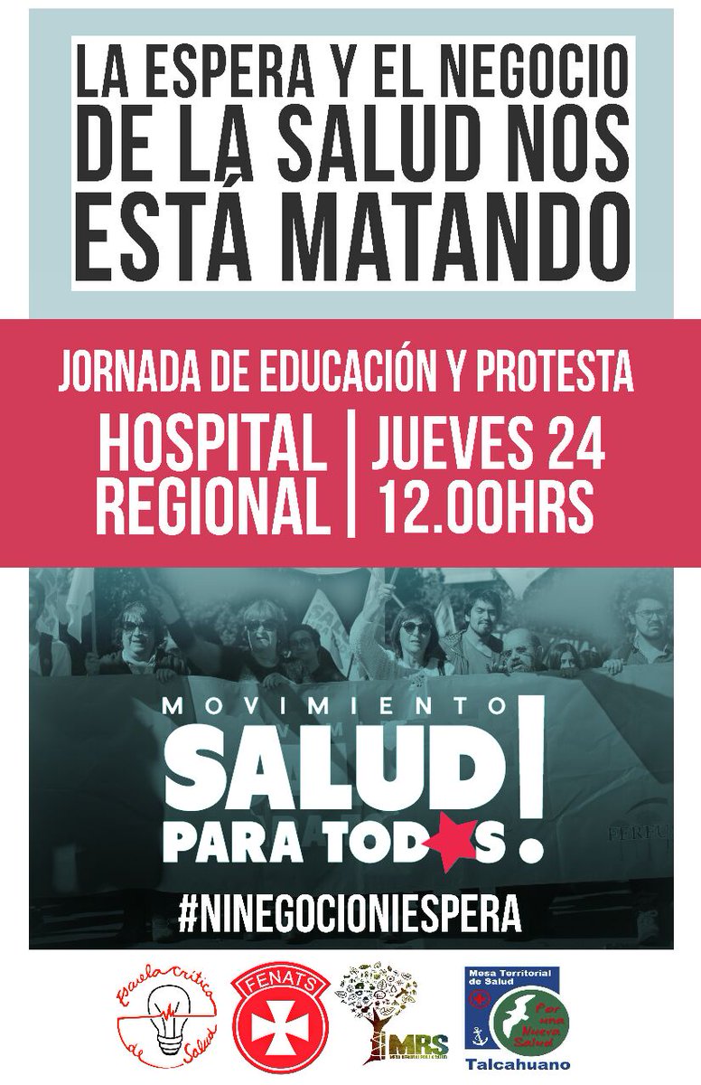 RevCaminando's tweet photo. Jornada d #Protesta y #Educación en #Salud
#NiNegocioNiEspera 
@rsumen @rvfradiopopular @Mapuexpress @escrisal @prensaopal @kvrruf @biobio https://t.co/imnxx8Ywle