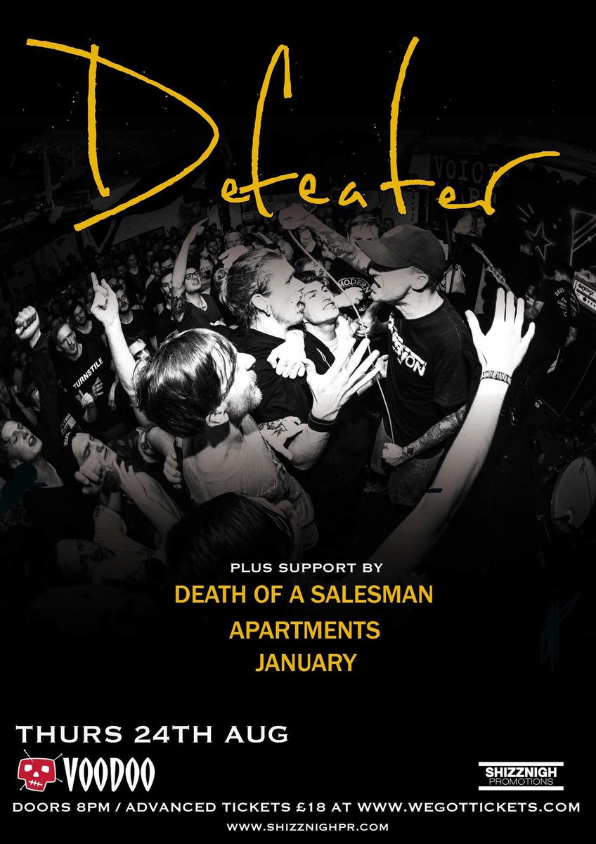 Also yeah final shout for us &amp; <a href="/Defeater/">Defeater</a> and <a href="/JanuarySadSongs/">January</a> and DOAS tonight. Voodoo. Score on the door. 🎉🎉🎉