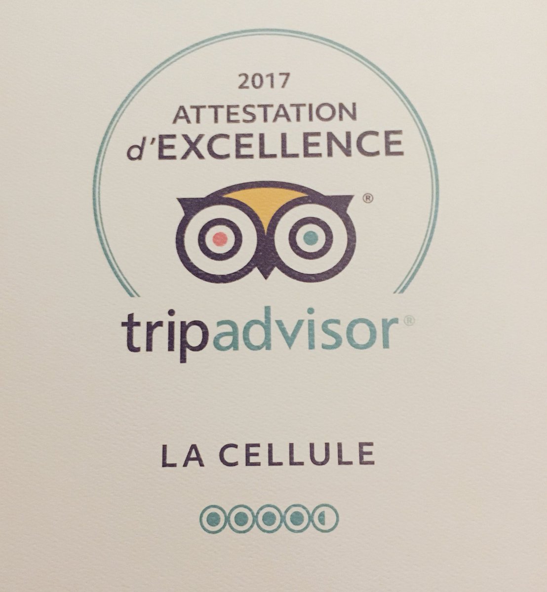 La_Cellule_31's tweet photo. Attestation d'excellence reçu à #La_Cellule31 Merci #tripadvisor !! https://t.co/ll5Madv4MC
