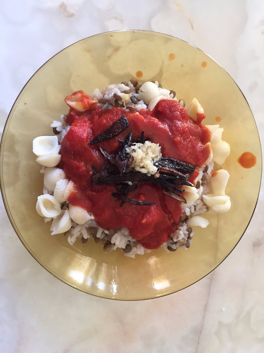 Fara7fz's tweet photo. I made Kushari! Egyptian twitter be proud! https://t.co/S1LnGSWwtp