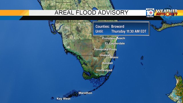 Local 10 WEATHER ALERT - Areal Flood Advisory issued for the highlighted areas. More info bit.ly/krCDQ?utm_medi… https://t.co/g3H657RYBn