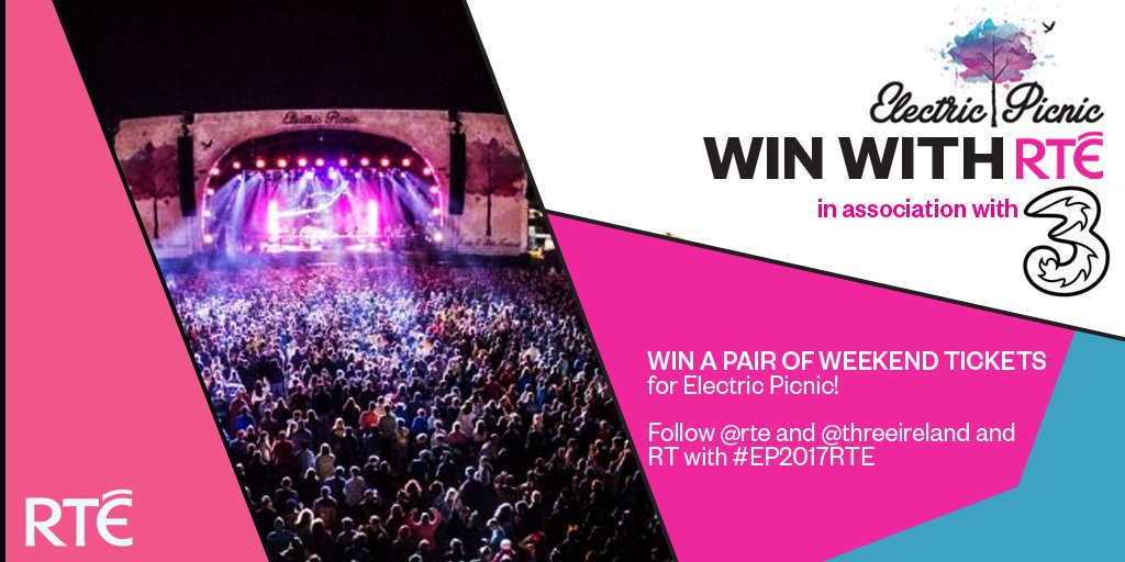 rte's tweet photo. Win a pair of weekend tickets for Electric Picnic #ep2017. To enter just follow @rte and @ThreeIreland + RT #EP2017RTE https://t.co/zJnV6J2Ogj