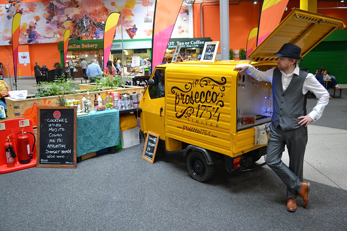 LeedsMarkets's tweet photo. Have you seen our Prosecco Van in the Markets today? Serving a great range of drinks, including cocktails! Why not try it out? #Leeds https://t.co/38IWo8fVz8