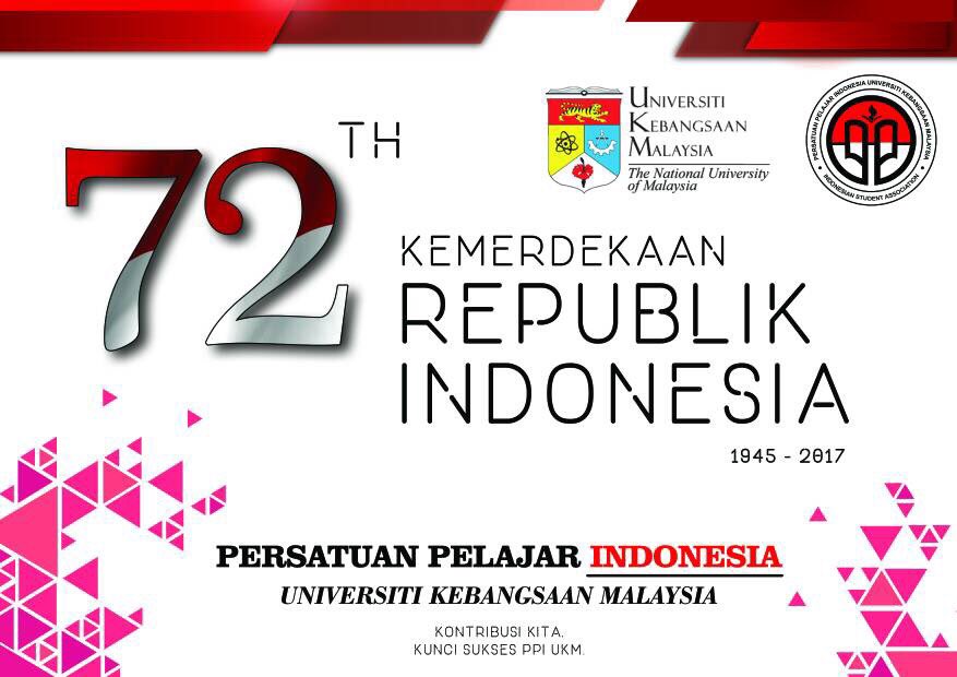 17 Agustus 1945 adalah hari Kemerdekaan Republik Indonesia. 
Selamat Memperingati HUT RI ke-72.
MERDEKA!
#ppimalaysia 
#ppi_ukm
#HUTRI72