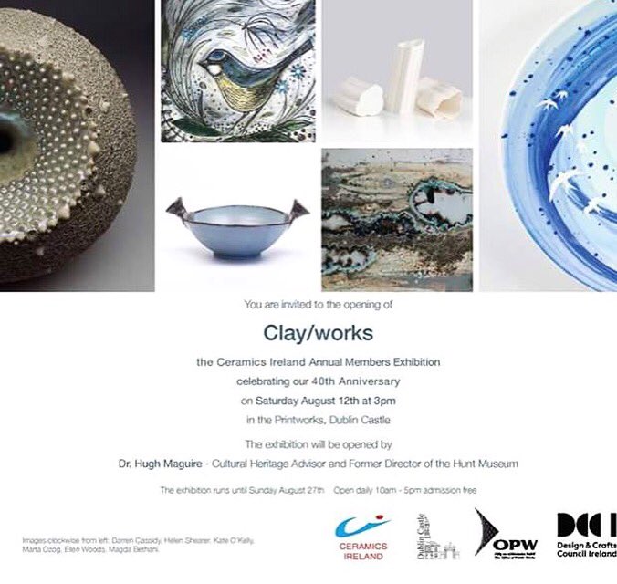Guys check out Ceramics Irelands Clay/works exhibition in the printworks in Dublin castle. I even have some work there too 😬🙈!