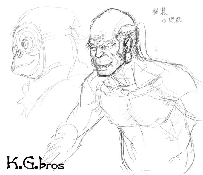 実は当初、責め手は「金蛇」でなく、別キャラで構想してました。
「縄猿」という「猿」モチーフの責め手。悶絶する責めをする
「悶助」を考えていました。
しかしネームを書いている最中、どうしても「針」と噛み合わない
感じを受けて変更しました。
左図は猿のお面。なんかハットリ君ぽいw 