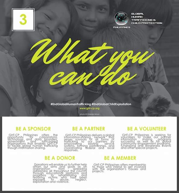 ghtcp_ph's tweet photo. Get to know GHT-CP Philippines:

3. What You Can Do

#EndGlobalHumanTrafficking
#EndGlobalChildExploitation

https://t.co/znOGC9xOOu https://t.co/GCI5XcwSYE