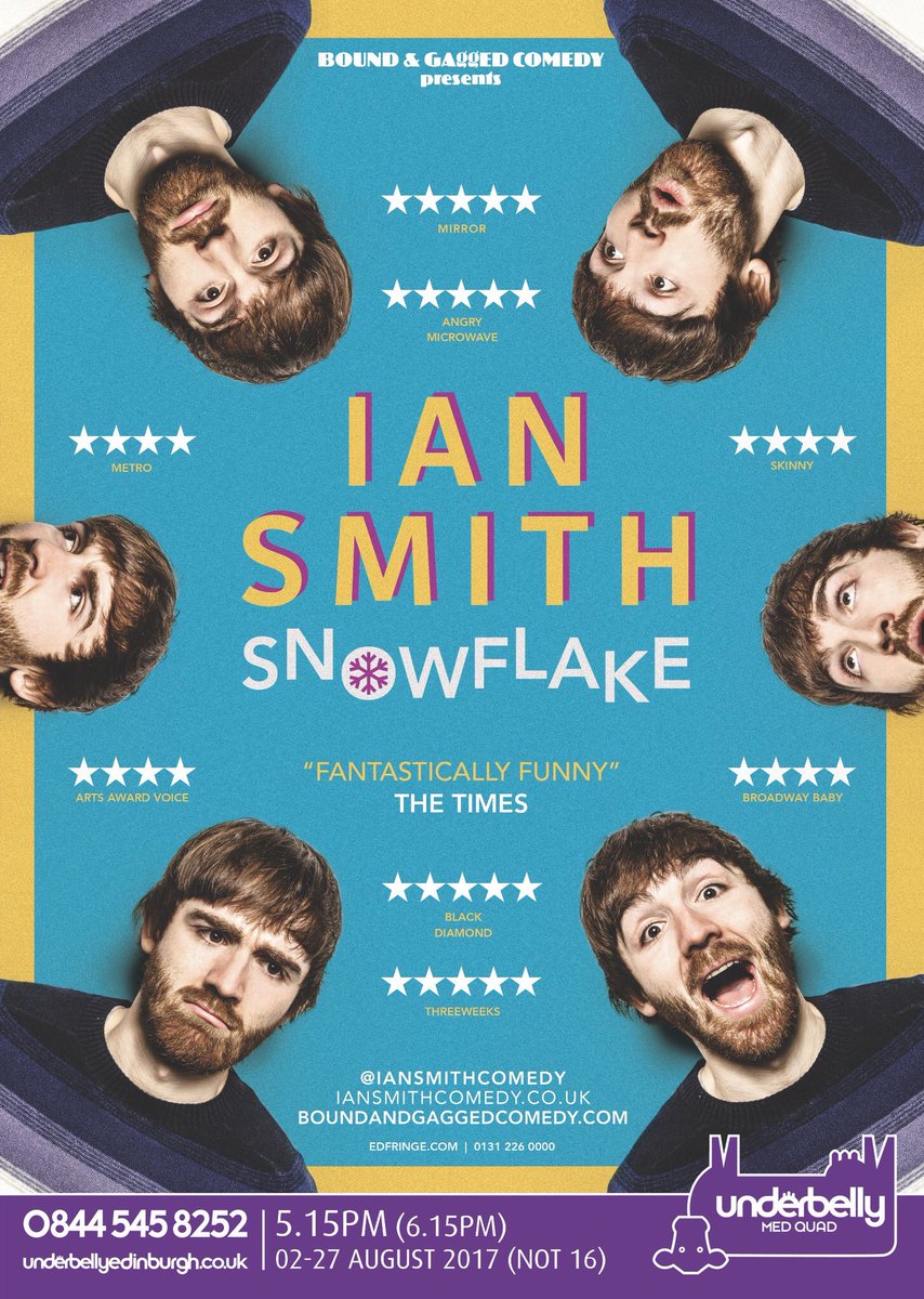 Iansmithcomedy's tweet photo. After a day off, I'm back!
Show 15!
17.15 / Underbelly Med Quad
★★★★ Chortle
★★★★ Metro
★★★★ Broadway Baby
Tickets: https://t.co/Z93zfRBdBP… https://t.co/fjoIKUPJIt