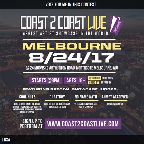 LewdKang's tweet photo. Just voted for LNXA to perform at #Melbourne, Australia Edition August 24th! https://t.co/Ks6JiY17E4 #Coast2Coast https://t.co/0E9Rt8ncNz