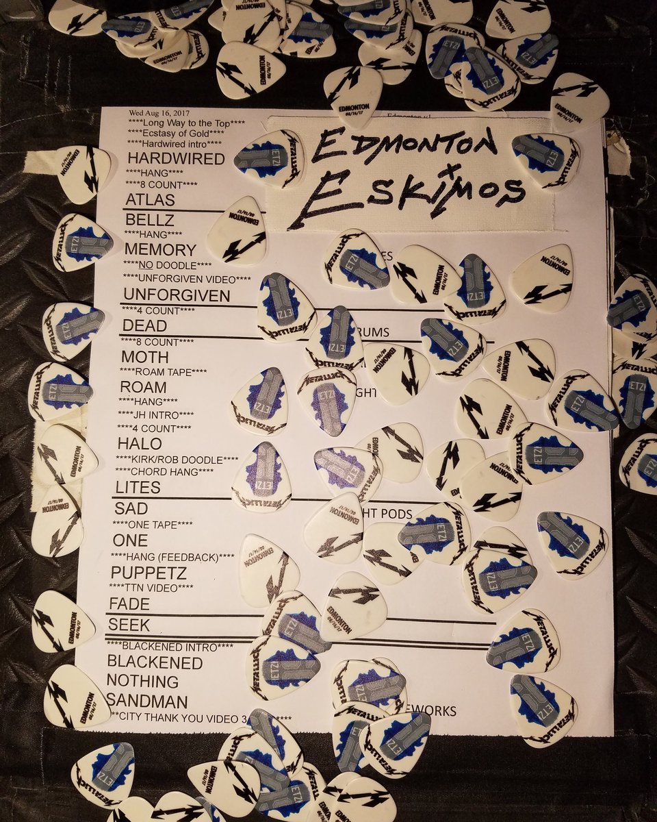 Metallica's tweet photo. Tonight's setlist from Edmonton! #Metallica #WorldWired #MetInEdmonton https://t.co/B8uLsaflI5