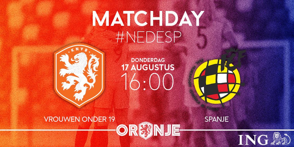 oranjevrouwen's tweet photo. Matchday!

⚽️ #NEDESP
🏆 #WU19EURO
📝 Halve finale
🕓 16.00 uur
📺 @Eurosport_NL (live!)

Succes meiden! 💪 https://t.co/TfEF0Z8jin