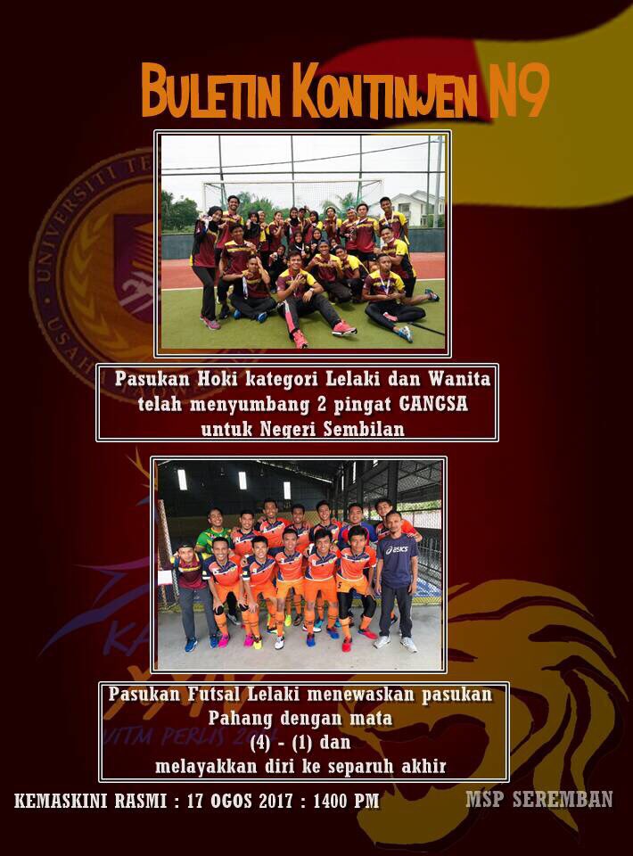 jspuitmseremban's tweet photo. 🏆BULETIN KARISMA 🏆
[KHAMIS , 17 OGOS 2017]
#goforgold #karisma2017 #karismaperlis #teamN9 #hobinjanghobin https://t.co/Z60qWSoTb2