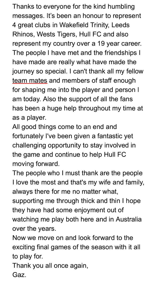 Thank you all for the fantastic messages of support.