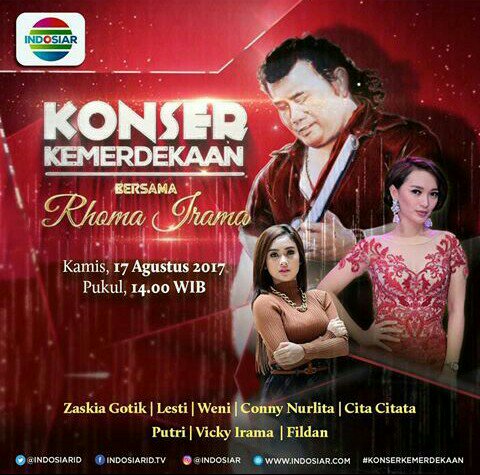 arifky87's tweet photo. konser kemerdekaan 
bersama rhoma irama 
kamis 17 agustus 2017 
pantai karnaval ancol 
live di indosiar https://t.co/L9FZRbSlPJ