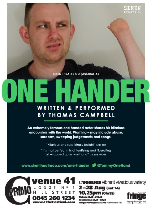 'Life is side splittingly funnier than fiction' <a href="/chrishislop/">Chris Hislop</a> @One_Hander @TommyOneHand #sirentheatreco  <a href="/Cvenues/">C ARTS | C venues</a> #CVenues #edinburghfringe