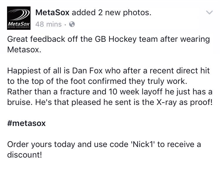 _MetaSox's tweet image. Great feedback from the GB Hockey team 👍🏑

Order yours today at metasports.com/metasox/

Use 'Nick1' for discount

#DerbyshireIS #MetaSox