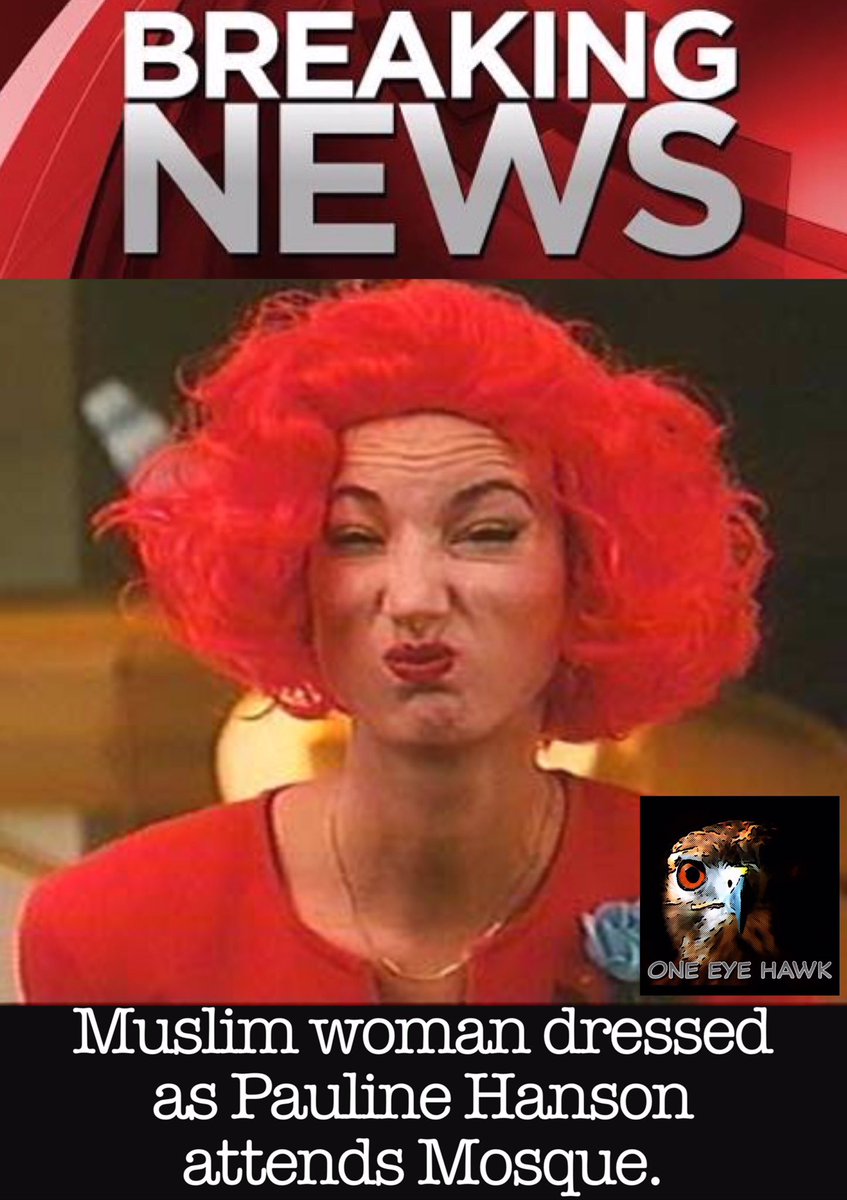 OneEyeHawk's tweet image. Muslim woman dressed as Pauline Hanson attends Mosque. #paulinehanson #burqa #auspol #onenation