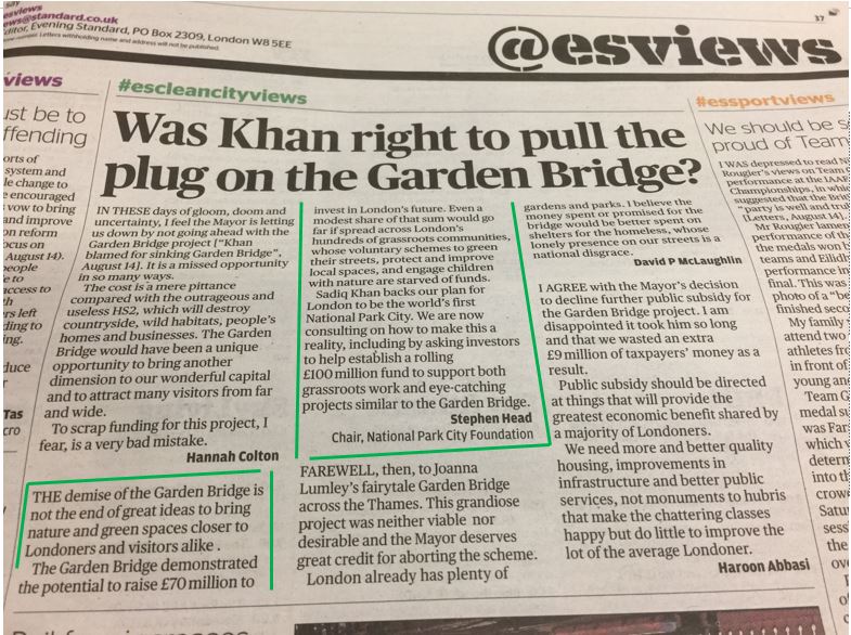 LondonNPC's tweet photo. Demise of Garden Bridge is not the end of great ideas to bring nature &amp; green spaces closer to Londoners #NationalParkCity #escleancityviews https://t.co/uR35OllYwO