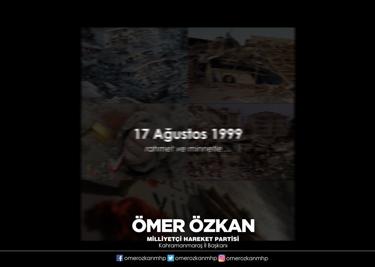 17 Ağustos 1999 günü, deprem felaketinde vefat eden tüm vatandaşlarımıza Allah'tan rahmet dileriz.
Mekanları cennet, ruhları şâd olsun.