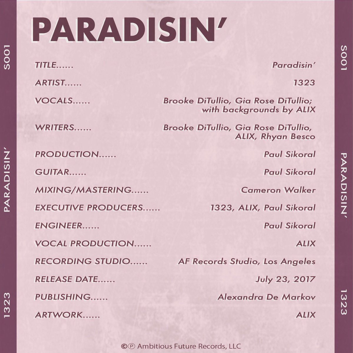 RIVERBOYMG's tweet photo. #TwoSixUpdate: @ambitiousfuture records releases credits to @1323official's Paradisin! We Spy, Our River Boy! 🏞🏞 https://t.co/pQ0QEuawyL