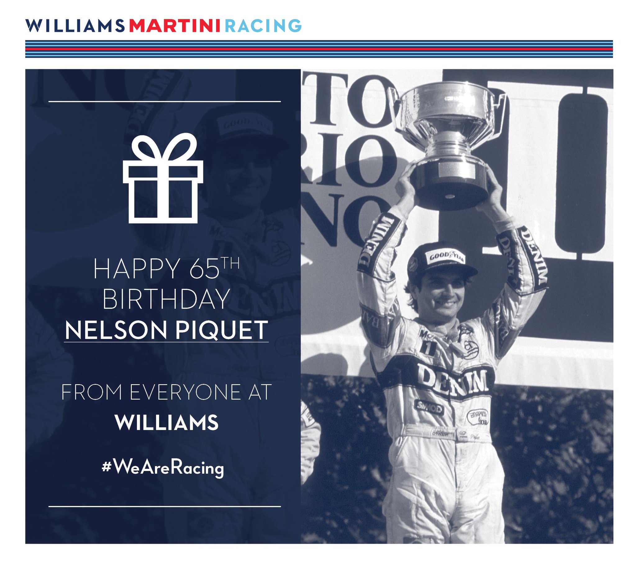 From all at Williams, we would like to wish a very big happy birthday to Nelson Piquet! 